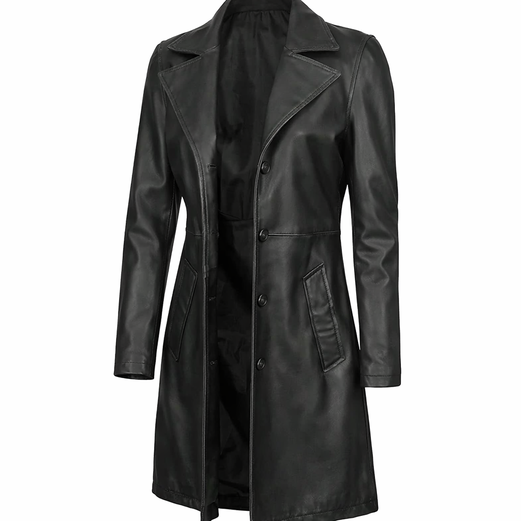 ChatGPT Image Jan 6, 2026, 03_50_40 AM Women's Tall Black 3/4 Leather Coat | Stylish Mid-Length