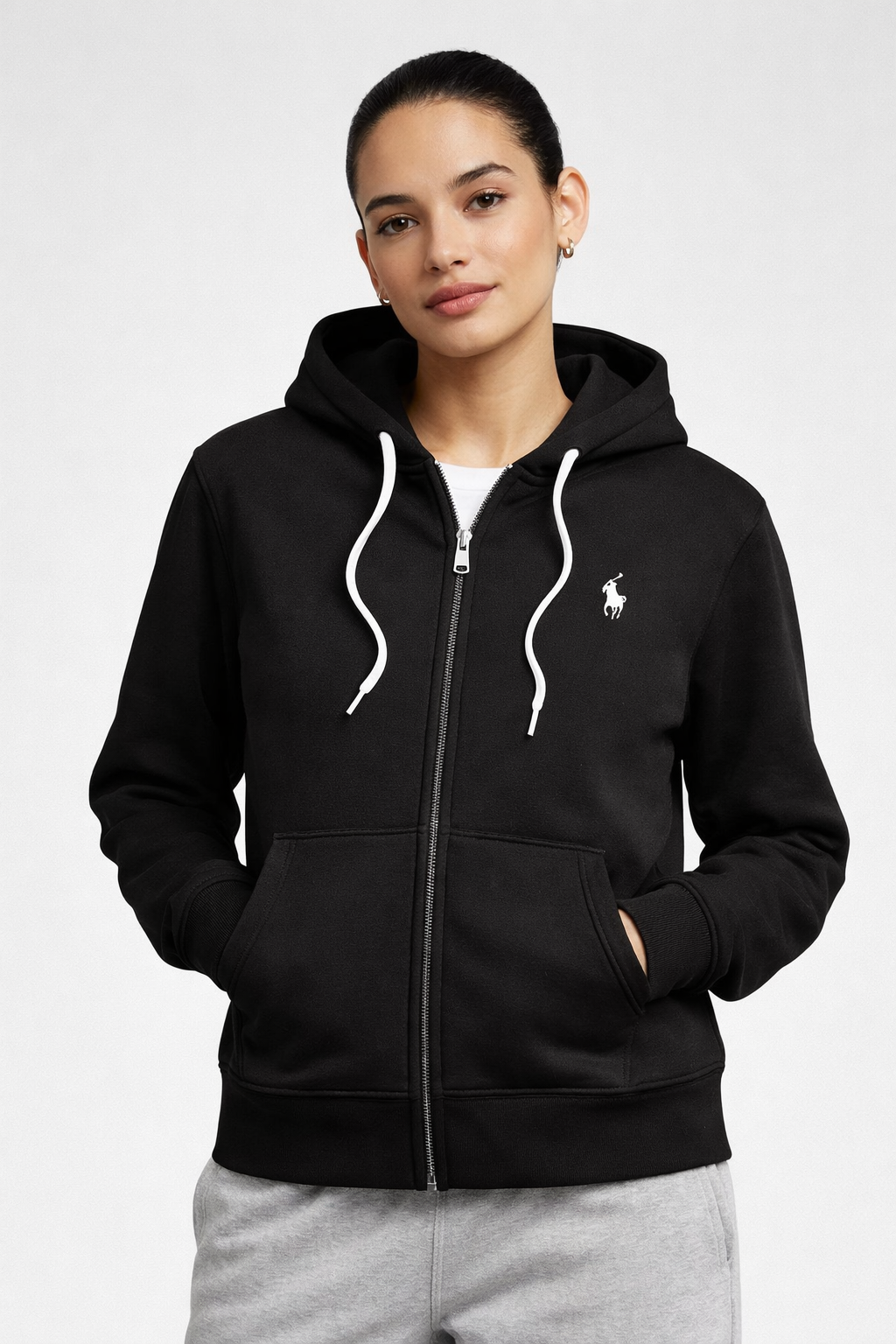 Women's Black Fleece Full Zip Hoodie | Cozy Warm Pullover Women's Black Fleece Full Zip Hoodie | Cozy Warm Pullover