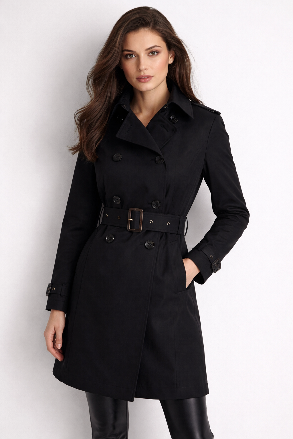 Lauren Ralph Lauren Black Trench Coat | Double Breasted Lauren Ralph Lauren Black Trench Coat | Double Breasted